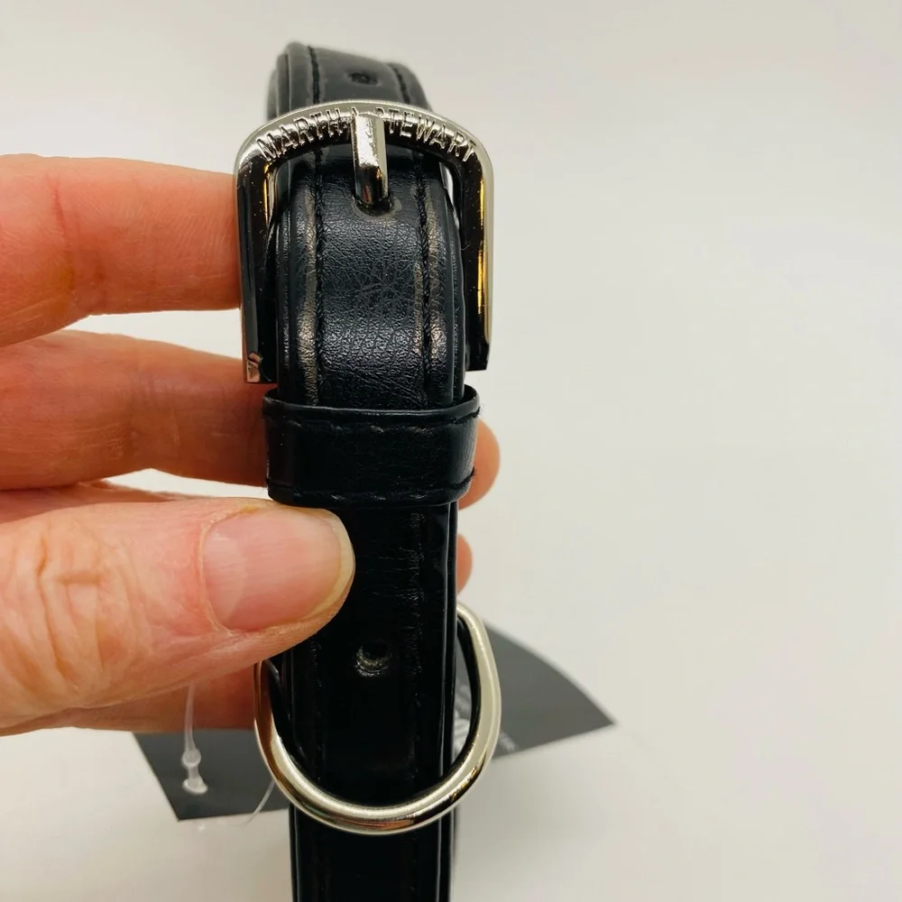 NWT Martha Stewart Dog Collar Vegan Leather Black Size 16 (14.5”-17.5”neck size)